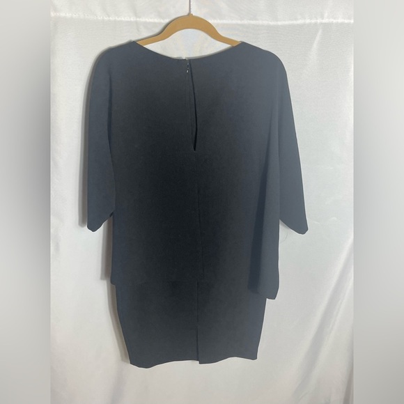 Adrianna Papell Black Sheath Dress Size 6 Lined Split Sleeve Cocktail Party - Picture 3 of 7